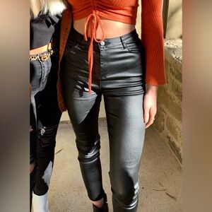 Black high waisted leather pants - Size (4) Small
